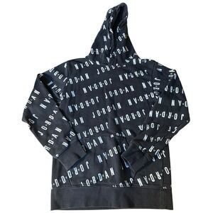 Kids Jordan All Over Print Hoodie Black White Pullover Hooded Sweatshirt Size M